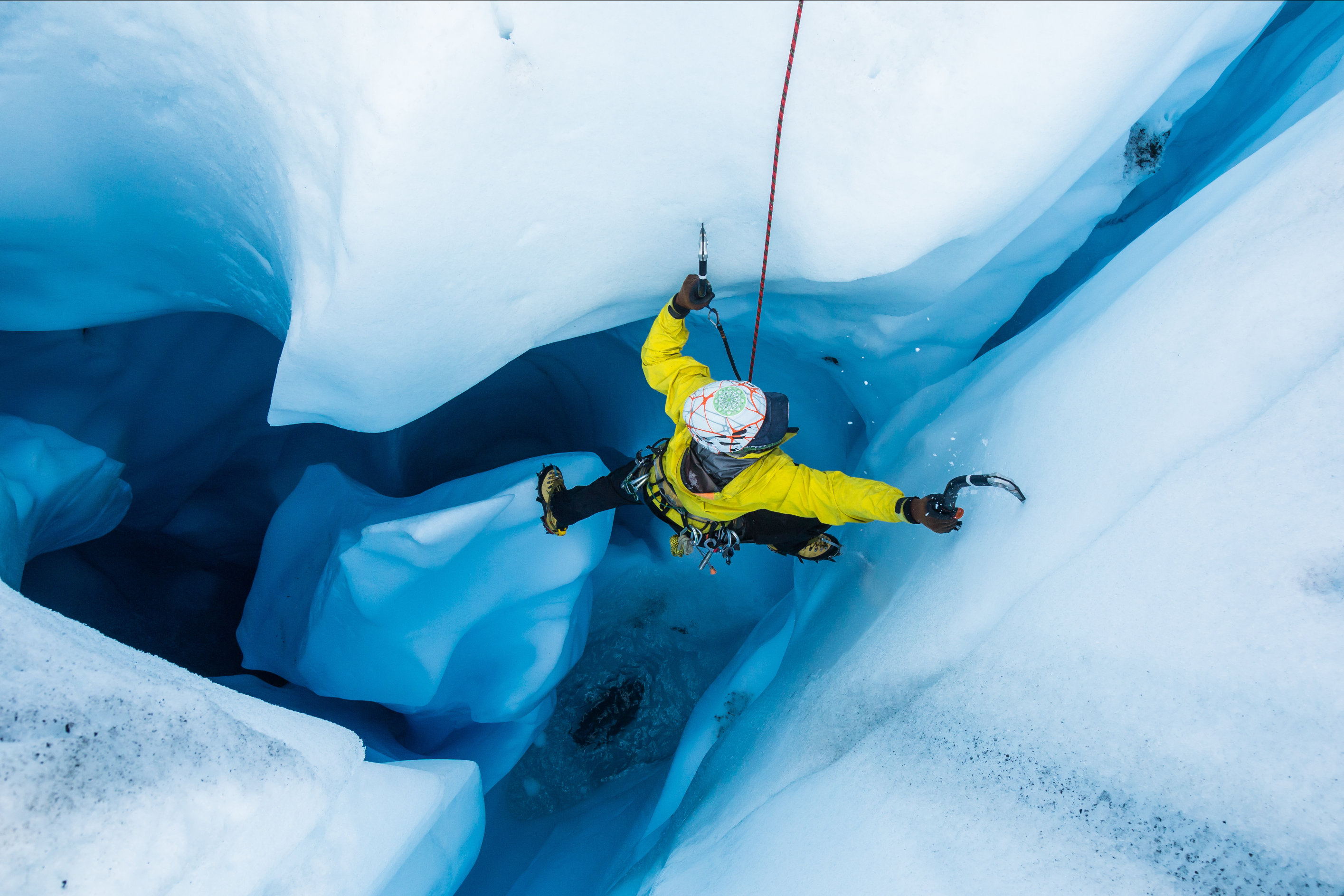 Alaska Toursim Owner Climbing Glacier Ccrevasse