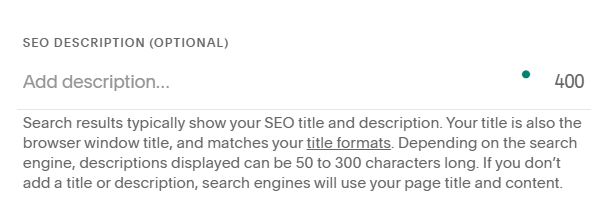 Accessing Squarespace SEO description settings